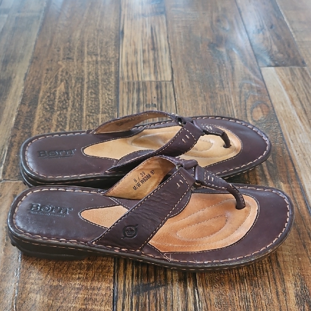Born Dark Brown Leather Sandals - Picture 3 of 10